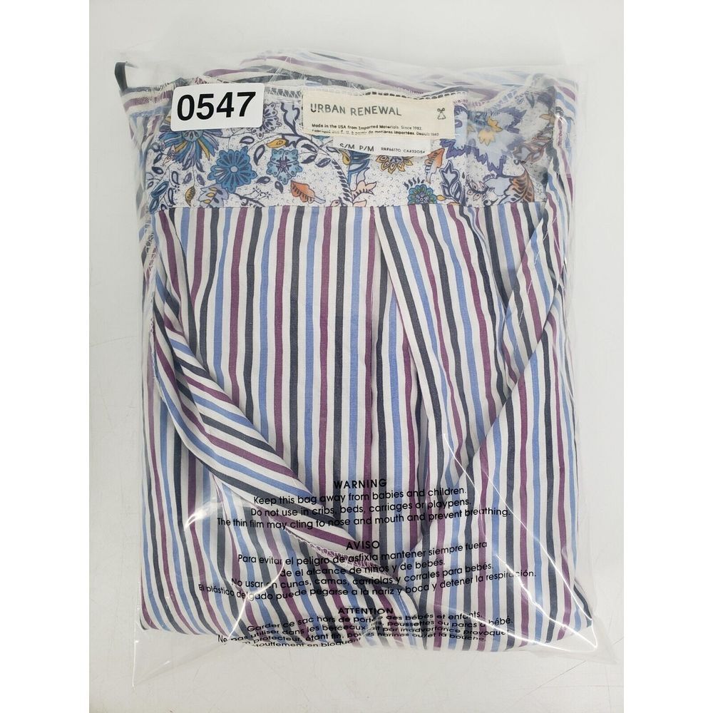 Urban Renewal Upcycled Ruffle Cropped Blouse Top Striped Peplum Size S Flip Cuff - Picture 8 of 8